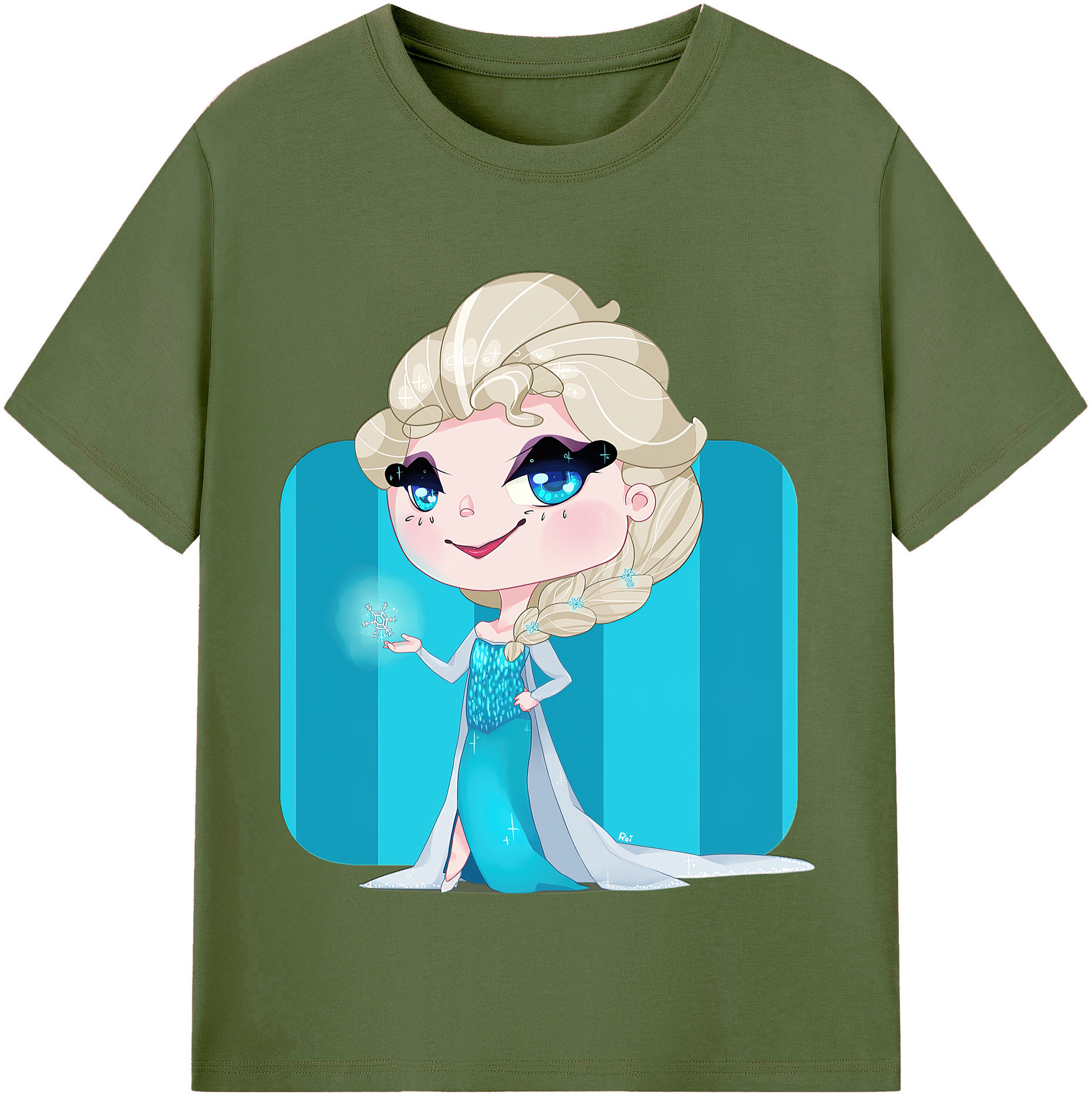 （画像用） アナと雪の女王 アンナ エルサ Frozen Anna Elsa 綿100％半袖Tシャツ（フロントプリント）